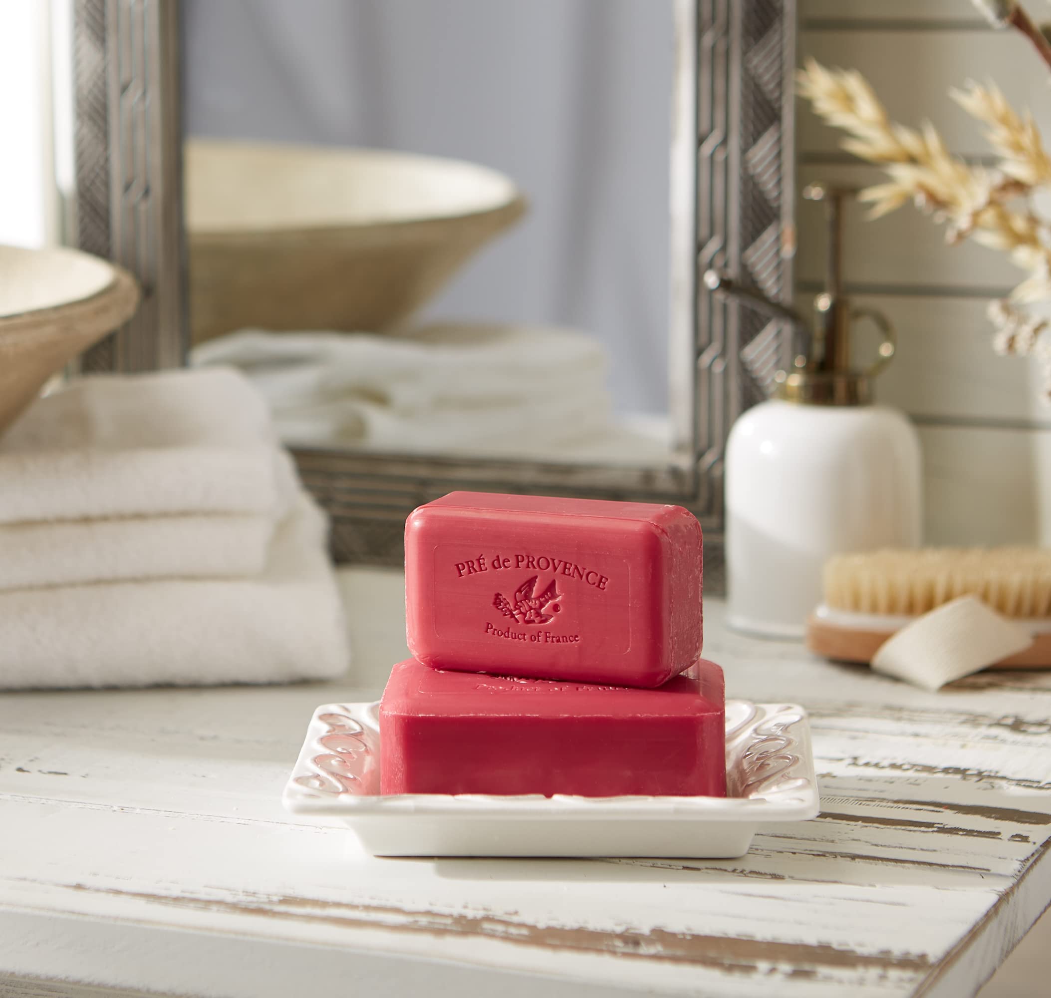 Pre de Provence Artisanal French Soap Bar Enriched with Shea Butter, Raspberry, 150 Gram
